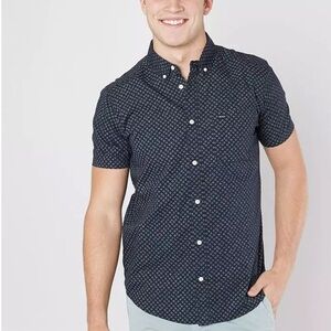 RVCA Complete Control Men’s Shirt Size Small Slim Fit Navy All Over Print SS